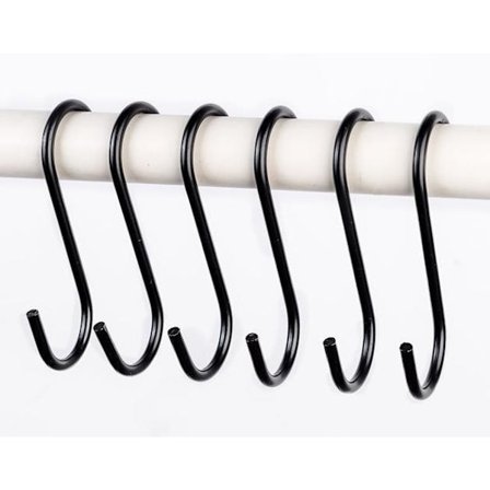 10 S-formade metallkrokar för upphängning av grytlappar och kaffemuggar, lämpliga för kök och badrum. 20 cm Svart