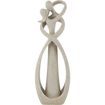Love Couple in Embrace, Abstract Sculpture in Resin and Sandstone