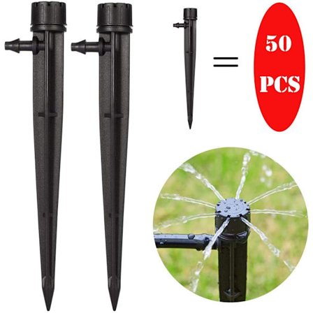 50 st Trädgårdsbevattning droppare för 4 mm/7 mm rör 360 grader 8 justerbara hål Micro Flow bevattningssystem kit