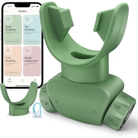 Åndedrætsøvelses træner, justerbar og bærbar, let at rengøre, egnet til daglig brug, fitness og sport, miljøvenlig.