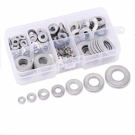 128-delad [M3 – M12] metrisk 304 rostfritt stål Belleville (fjäderbricka sortiment set