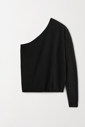 Soft Goat - One shoulder top - Women cashmere sweater - L - Black