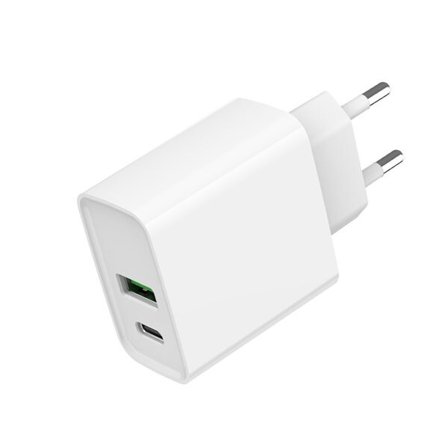 USB-laturi 20W USB QC3.0:lla ja USB-C PD:llä - Valkoinen