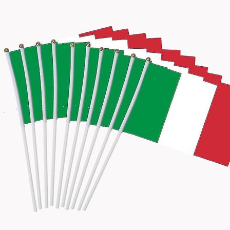14x21cm 50 stk. Små Italienske Flag Hånd Viftende Flag Plast Flagstænger -t
