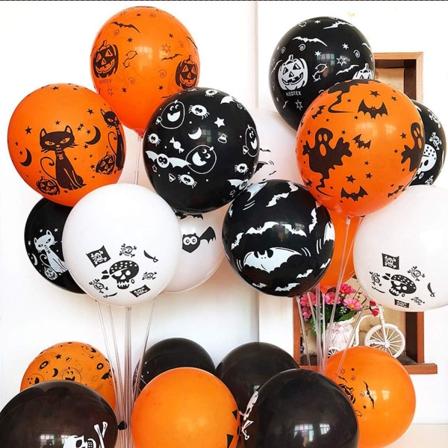 100 Halloween Latex Balloner, 12" Græskar Flagermus Spøgelse Skelet Spøgelse"