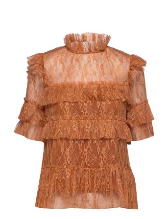 Rachel Blouse Blouses Short-sleeved Brun By Malina