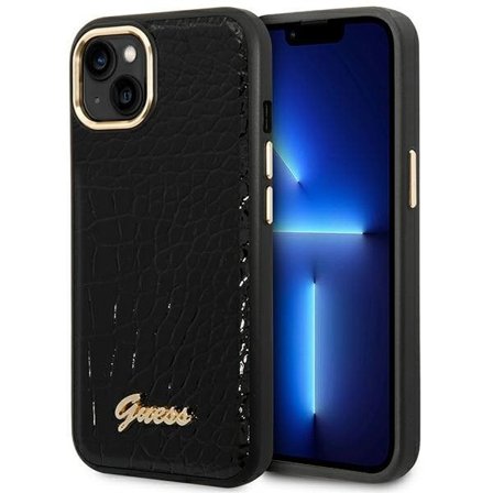 Guess GUHCP14MHGCRHK iPhone 14 Plus 6,7 "svart / svart hårdskal Croco Collection