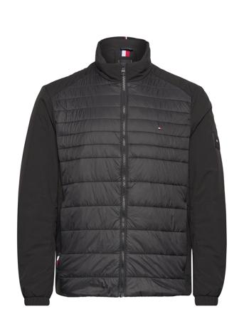 Cl Mix Media Stand Collar Jacket Vattert Jakke Svart Tommy Hilfiger*Betinget Tilbud