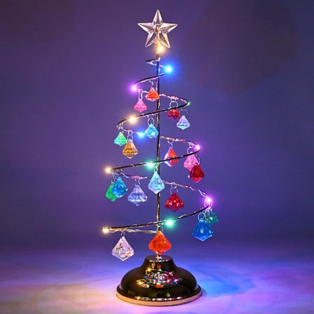 Juletræ Krystal Lys Bordplade Juletræ 33cm LED Juletræ og Krystal Vedhæng Bordplade Julehjem Dekoration