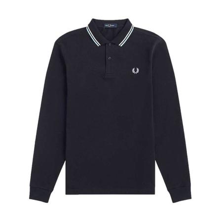 Fred Perry, Authentieke Lange mouwen Twin Tipped Pole Blauw, Heren, Maat:M,Katoen,gestreept
