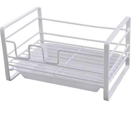 Tiskialtaan järjestäjä, tiskialtaan säilytysteline irrotettavalla alustalla, keittiön tiskialtaan järjestäjä, valkoinen
