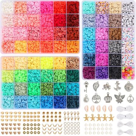 16 500 st, 66 färger, lerpärlor Heishi med 260 bokstavspärlor Kit