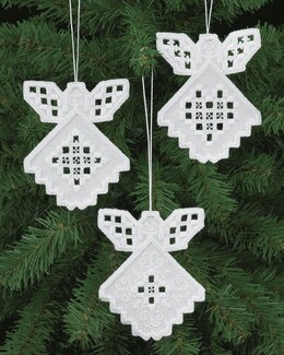 Broderikit Hardanger Julgransdekoration Änglar 3-p