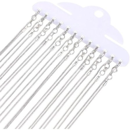 12 st Silverpläterade 1,2 mm Ormkedjor: 18 tum Långa Kedjor Med Hummerlås För Smyckestillverkning