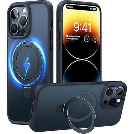 TORRAS Guardian Ostand Series Kompatibel med iPhone 15 Pro Deksel Kompatibel med MagSafe Stativ TPU+PC Telefondeksel