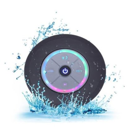 Svart vattentät bluetooth-högtalare med sugpropp