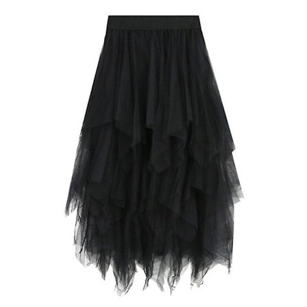 Dame Tyl Nederdel Elastisk Talje Mesh Langt Stykke Nederdel Kjole