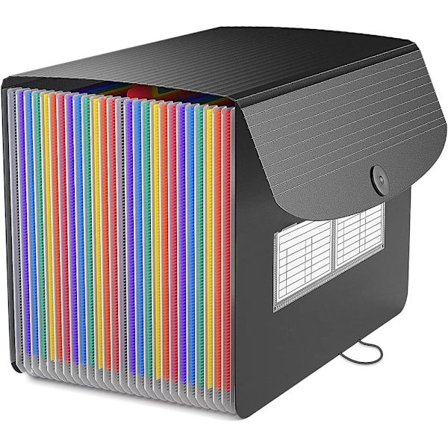 Udvidbar mappe A4 harmonika mappe med 13 lommer arrangør bærbar dokumentholder med låg flerfarvet regnbue mappe til kontor