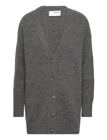 Slfmaline Ls Knit Long Cardigan Noos Strikkegenser Cardigan Grå Selected Femme*Betinget Tilbud