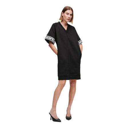 Karl Lagerfeld, Sslv Sweat Dress W/Logo Czarny, Kobieta, Rozmiar: XS