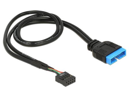 Delock intern USB-adapter - 9-pins USB-header til 19-pins USB 3.0-plugg - 45 cm