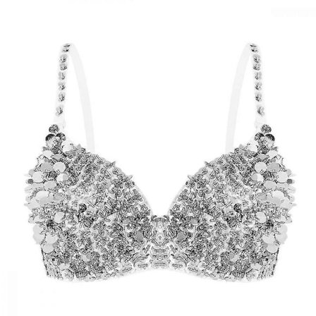 Tribal glitter gnistrande magdans behåtopp med pärlor och paljetter för kvinnor BIH