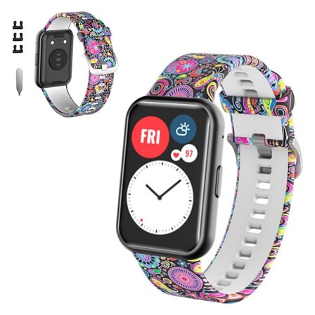 Huawei Watch Fit patterned silicone watch band - Peacock