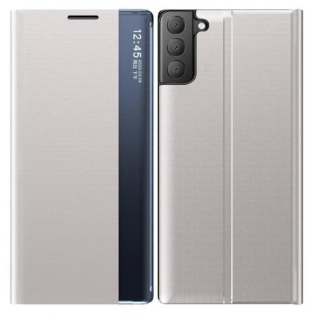 Samsung Galaxy S21 FE fönsterfodral med ett stativ - Grått grå