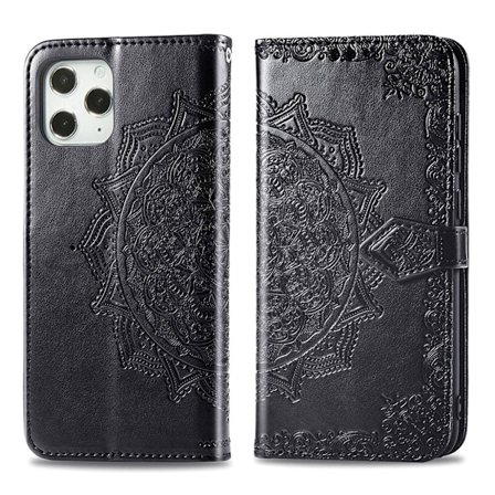 Mandala läder iPhone 12 Pro Max fodral - Svart