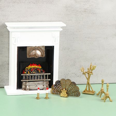 1Set 1:12 Dollhouse Miniatyr öppen spis Kandelaber rengöringsverktyg