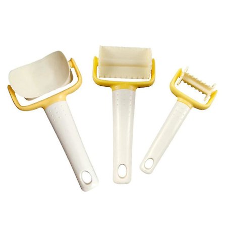 Bakeplate for kaker 3 stk. Kjekskjevle med bølgete kant, bakeverktøy, paiform, deigrulle, engle-ravioli deig No13510