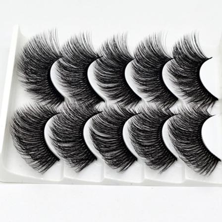 5-par lösögonfransar - 3D faux mink G-46 Svart