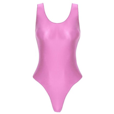 Glanset, ermeløs bodysuit med høy skjæring for kvinner, badedrakt i ett stykke for yoga, sport, fitness, svømming og bading