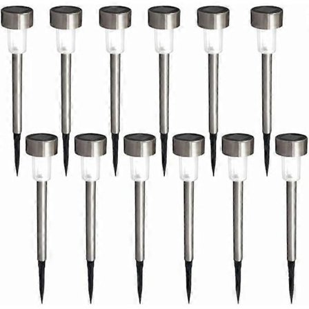 Sæt med 12 LED solcellelamper til udendørs brug I 55 mm I IP44 I automatisk tænd/sluk I havelampe I havelampe med stang I solcellelampe