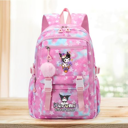 Kuromi Tegneserie 2D Printet Stor Kapacitet Dame Rygsæk | Kan Tilpasses Navn, Multi-Farve, Stilfuld, Ideel til skolestart, Jul, Va[D]