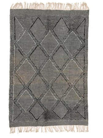 High Atlas Kelim Matta Orientalisk Svart/Mörkgrå (Ull, Marocko)