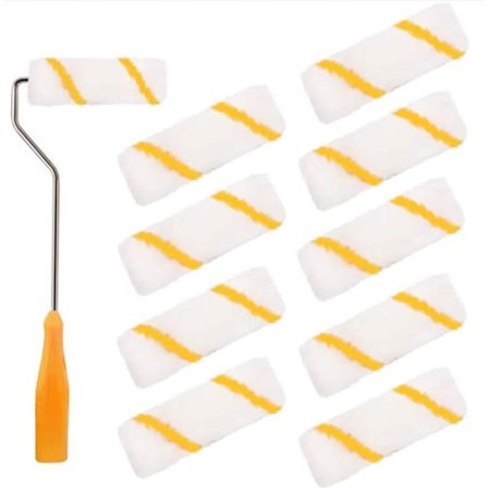 Malerulle 10cm 10 stk. Malerrulle Sæt Lille Malerrulle med 1 Rullebørsteholder 32cm Hjemme Dekoration Værktøjer til Dør Loft Væg Gulv