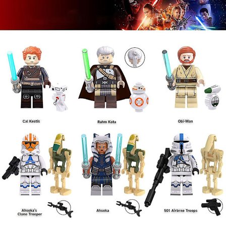 6 stk Star Wars-serie monterte minifigurer byggeklosser sett, mini actionfigurer lekesett med tilbehør barnas gave