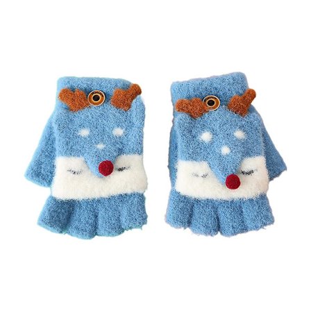 Efterår og vinter plys handsker til børn, halv finger muslingeskals handsker