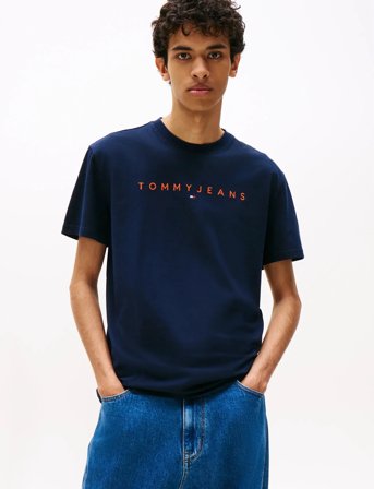 Tommy Jeans Tjm Reg Linear Logo Tee Ext - Navy - XXL