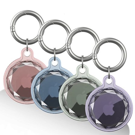 AirTag vanntett holder, 4-pakning for AirTag-nøkkelringer, AirTag-etuier for hundehalsbånd, bagasje, nøkler, full kropps anti-ripebeskyttelse (4 