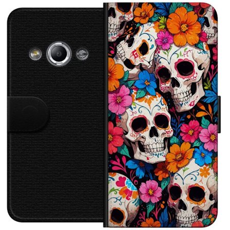 Yhteensopiva Lompakkokotelo Samsung Galaxy Xcover 3 Sokerikallosulku Kuviomekshiinilla Väririkkaita Kukkia Meksikolaisessa Tyylissä