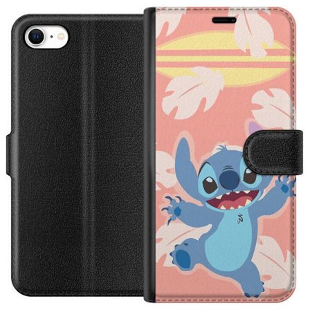 Kompatibel Tegnebogsetui til Apple iPhone 6 Glad illustration af Stitch der hopper foran lyserød baggrund med surfbræt