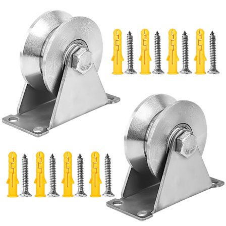 2 st rostfria lyftblock, enkel V-skiva för kabel, 48 mm remskiva med lager, lastkapacitet 180 kg, för grindräls, kabel, rulldörr