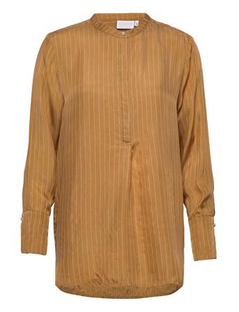 Blouse In Stripe W. Placket At Fron Brown Coster Copenhagen