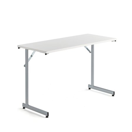 Office folding table CLAIRE, 1200x500x720 mm, white, alu grey