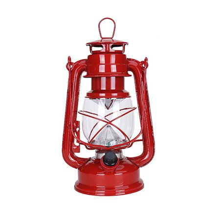 Vintage Orkanlampe, Metallhengelampe med Dimmer, LED Batteridrevet Innendørs- og Utendørslykt (Rød)