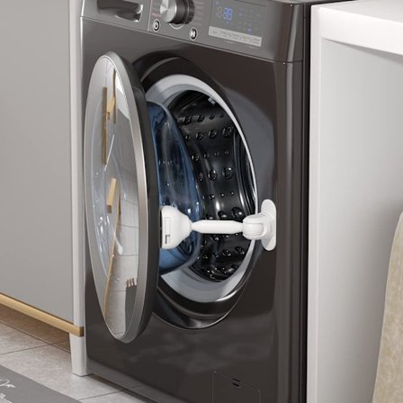 Pakke med dørstopp for vaskemaskin/tørketrommel for baby, barnesikring for vaskemaskindør, sikkerhetsdør lås for vaskemaskin og tørketrommel (hvit)