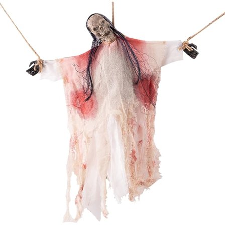 Halloween utendørs dekorasjon flygende spøkelse lysekrone skjelett hjemsøkt leker (Hvit)