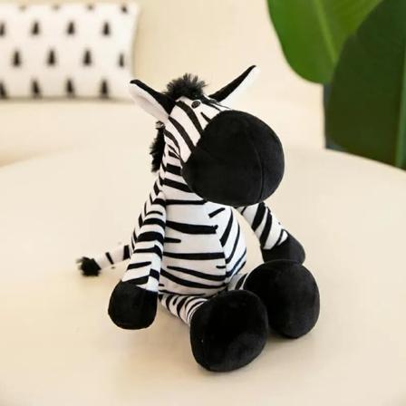 25 cm Skogsdjur Uppstoppade plysch dockleksaker Barn Giraff Elefant Apa Lejon Tiger Plysch djurleksaker Barn Födelsedagspresenter Zebra 25cm